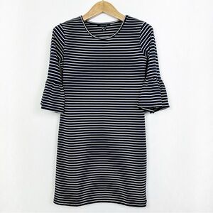 Atmosphere Black and White Striped Sheath Dress with Bell Sleeves Size Small